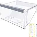 UPGRADED W11162446 Refrigerator Crisper Drawer Compatible with Whirlpool Fridge Drawer W11046495 Whirlpool Crisper Drawer Replacement Parts WRS325SDHZ WRS555SIHZ WRS315SDHM Bottom Refrigerator Drawer