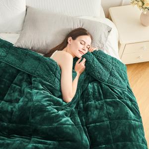 Cottonblue Weighted Blanket 20lbs for Queen Ded - Ultra Soft, Cozy Comfort Sherpa Blanket for Relax and Sleep, Heavy Bed Blankets with Cemaric Beads, 60x80 Inches,Green
