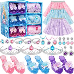 LJZJ Princess Dress Up Toys & Jewelry Boutique, Girls Role Play Gift for 3+ Year Old Girl Toddler B-Day Party Favors