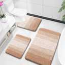 OLANLY Bathroom Rugs Sets 3 Piece, Soft Absorbent Microfiber Bath Mats and U-Shaped Contour Toilet Rug, Plush Shaggy Bath Mat Set for Bathroom (36"x24"+24"x16"+24"x20", Beige)