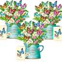 Airpark Pop Up Flower Cards, 3 Packs, Daisies and Butterflies,12inch Forever Flower Bouquet 3D Popup Greeting Cards with Blank Note Card and Envelope for Birthday, Easter, Mother's Day