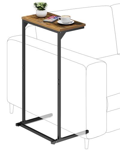TUTOTAK C Shaped End Table, Tv Tray, Small Side Table, 28.7 inch Tall Couch Table, Tray Table, Sofa Table, Living Room, Bed Room, Brown TB01BB071