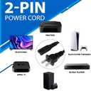 10ft Prong Power Cord for Sony PS5, PlayStation 5, Xbox One S/X Series X/S
