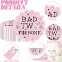 100 Pcs Bad Two The Bone Christmas Party Decorations Girl, Pink Scalloped Skeleton Paper Placemats Bad to The Bone 2nd Birthday Decorations Party Supplies Disposable Placemats Set for Girls Birthday