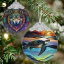 Christmas Stained Glass Sea Turtle Ornament - Holiday Home Decor - Tree Decoration - Gift Exchange Ideas