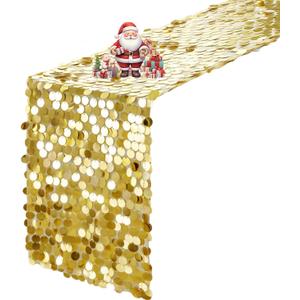 VHH Sequin Table Runner 12 x 108 inches Gold Table Runner, Glitter Runner for Party Wedding Birthday, Party Spring Easter Rustic, Birthday Supplies Decorations (1 Pack)