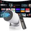 Mini Projector, HY300Ultra Portable Projector with WiFi 6 and Bluetooth 5.4, 4K Support,5W Soundbase Speaker, Android11.0, 180 Rotation, Compatible with TV Stick Smartphone HDMI