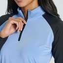 Real Essentials 3 Pack: Women's 1/4 Zip Rash Guard Long Sleeve Swim Shirt UPF Sun Protection UV Surf Tops (L)