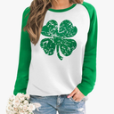 Womens St. Patrick's Raglan Long Sleeve Shirt Irish Shamrock Crewneck Sweatshirt, M