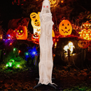 Tangkula 6 FT Halloween Animated Standing Mummy, Life Size Animatronic Mummy with LED Red Glowing Eyes, Posable Body, Sound Activation, Indoor Outdoor Halloween Decoration Prop