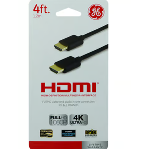 GE 4 ft. L HDMI Cable With Ethernet 4K Ultra HD