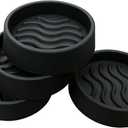 Non Slip Furniture Pads 2" Round Rubber Caster Cups Thick Silicone Furniture Coasters for Hardwood Floors Anti-Skid Bed Couch Stoppers to Prevent Sliding Black (4 Pack)