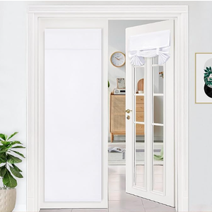 DWCN French Door Curtains-Tie Up Thermal Insulated Window Curtain Panels Room Darkening Curtain with Adhesive Tape for Sidelight, Set of 1 Panel, White Curtain 12"x80" DWCN French Door Curtains-Tie Up Thermal Insulated Window Curtain Panels Room Darkening Curtain with Adhesive Tape for Sidelight, Set of 1 Panel, White Curtain 12"x80"