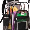 Clear Backpack Heavy Duty has TSA Lock, 2-Way Zipper. PVC Transparent Backpack X-Large - H18''xW14''xD8 - Black