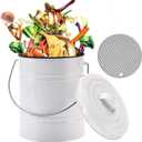 Compost Bin for Kitchen Counter, LALASTAR Small Metal Compost Bin Indoor Kitchen Sealed with Lid for Food Waste, Countertop Composter Container, White, 1 Gallon