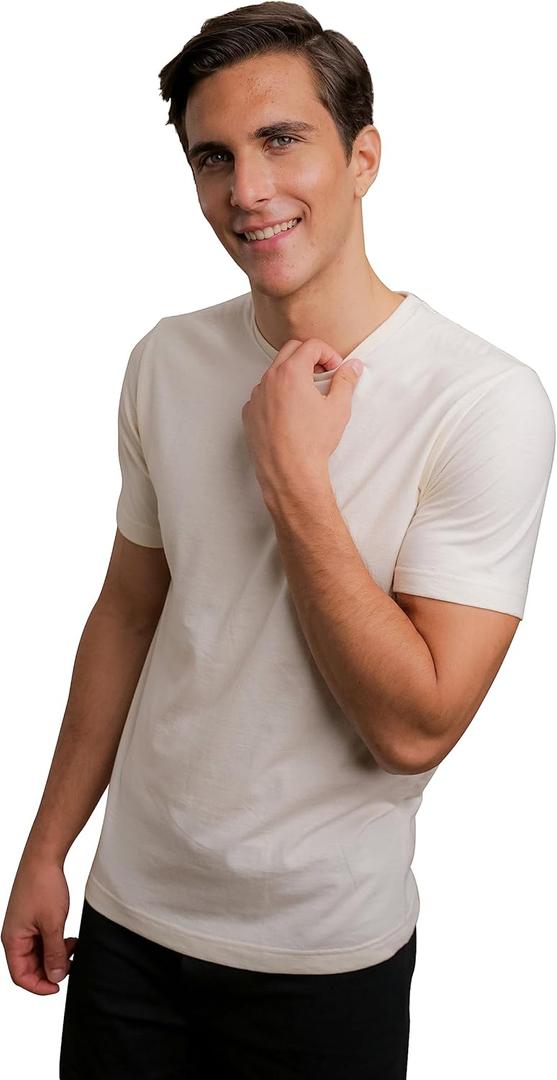 Cottonique Hypoallergenic T-Shirt for Men with Skin Allergies and Sensitive Skin (Medium, Ivory)