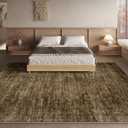 Area Rug 8x10 Washable Rug/Machine Washable Brown Low Pile Vintage Traditional Floor Cover Foldable Thin Retro Style Indoor Distressed Non-Slip Carpet Bedroom Living Room Kitchen Office