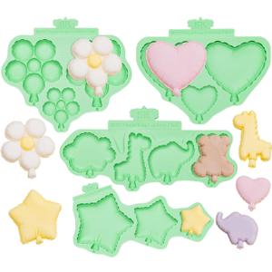 KALAIEN Animal Molds Silicone,Star Chocolate Mold,Heart Gummy Candy Molds Flower Fondant Molds for Candle Mold,ice Cube tray,Cupcake Topper,Polymer Clay Molds Set of 4
