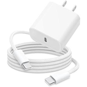 6FT 20W Fast Charger Adapter for AirPods 4 Gen 4 Generation,AirPods Pro 2 2nd, AirPod Max 2024, iPhone 16e 16 15,iPad Air Pro 13/12.9,10th, 5/4 USB Type C Woven Cable Charging Heads,Samsung and More