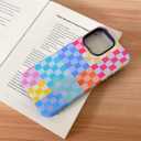 Compatible with iPhone 14 Plus Case, Cute Fashion Aesthetic Colorful Checkered Pattern Cover for Women, Shockproof Soft TPU and Hard PC Protective Phone Case for iPhone 14 Plus 6.7"