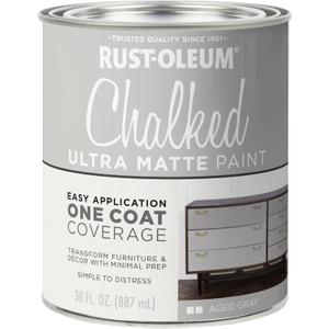 Rust-Oleum Aged Gray Chalked All-in-One Ultra Matte Paint | One Coat Coverage | No Primer, Sanding, Or Topcoat Needed | Easy Clean Up | Made in USA | 30 OZ (30 Ounce (Pack of 1))