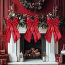 Suncalla 3 Pcs 2 FT Large Burgundy Christmas Bows Decorations Big Satin Bows Hanging Wall Decors for Room Fireplace Coquette Birthday Backdrop Bridal Shower Wedding Bachelorette Xmas Party Supplies