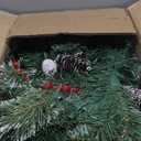 2 Pack 24" Lighted Christmas Tree Outdoor Urn Filler with Timer 8 Modes Warm White & Multi-Color Change Lights Snowy Pinecone Berries Tripod Stake Xmas Trees Planter Filler Christmas Decor Yard Porch