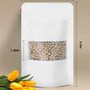 100pcs Kraft Bags with Window 3.5x5.5 Inches White Reusable Sealable Zip Lock Food Storage Stand up Paper Pouches for Home or Business