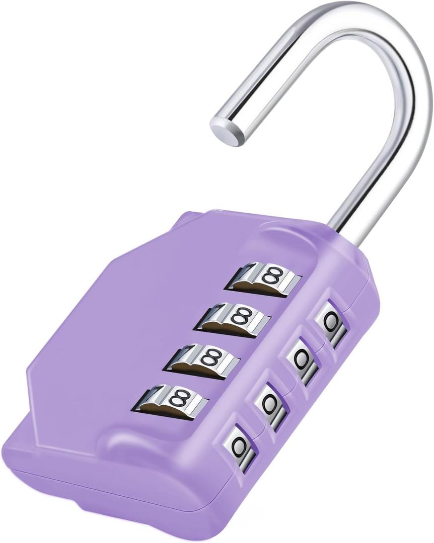 ZHEGE Combination Lock, 4 Digit Combination Padlock Outdoor, School Lock, Gym Lock (Purple) (1P)