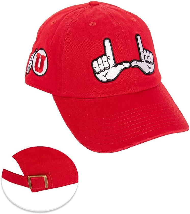 Desert Cactus University of Utah Baseball Hat UT Utes Brimmed Embroidered Hats Cap Adjustable Cloth Strap Adult (Style H) Red