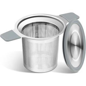 Ohtomber Tea Infuser Strainers, Stainless Steel Loose Leaf Tea Strainer Stepper with Heat Proof Double Handles, Extra Fine Mesh Ball Infusers, Diffuser Holder Filter for Mugs