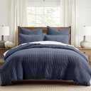 Levtex Home - Mills Waffle Navy Duvet Cover Set - King Duvet Cover + Two King Pillow Cases - Navy Waffle Weave - Duvet Cover (106 x 94in.) and Pillow Case (36 x 20in.) - Cotton
