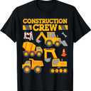 2 Pack Construction Crew Worker Excavator Shirt Toddler Boys Girls T-Shirt (Small, Black)