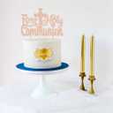 8 x First Holy Communion Cake Topper, The Double Sides Glitter decoration for Children's Cross Baptism,Christening, Baby Shower theme party Supplies