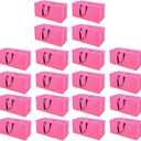 Pink Moving Bags - 20 Pack Extra Large Heavy Duty Storage Bags With Zipper & Reinforce Handles | 29x14x13 Inch Moving Tote Bags Bulk For Clothing, Shoes, Travel