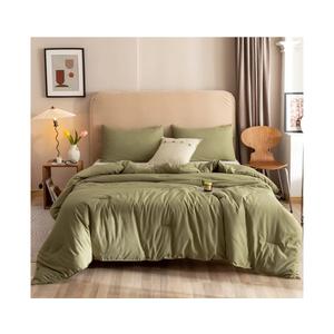 ROSGONIA King Size Comforter Set Olive Green, 3pcs (1 Boho Comforter & 2 Pillowcases), Lightweight Bedding Blanket All Season Bedspreads Quilt