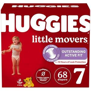 Huggies Size 7 Diapers, Little Movers Baby Diapers, Size 7 (41+ lbs), 68 Count