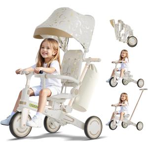 WinHope 9-in-1 Push Tricycle for Toddlers 1-3 Years | Convertible Kids Trike with Adjustable Parent Handle & Safety Harness, Lightweight Foldable Design + Storage Basket for Boys & Girls (White) WinHope 9-in-1 Push Tricycle for Toddlers 1-3 Years | Convertible Kids Trike with Adjustable Parent Handle & Safety Harness, Lightweight Foldable Design + Storage Basket for Boys & Girls (White)