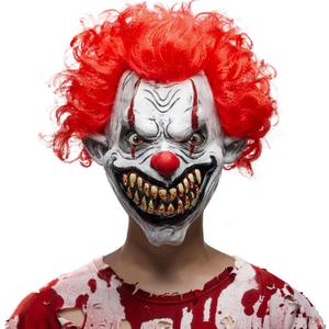 Spooktacular Creations Halloween Scary Clown Mask, Horror Face Creepy Zombie Latex Mask, Monster Masks Killer Evil Cosplay Costume Accessories for Adults Men Halloween Party Dress Up Prop