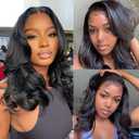 UVVUVV 4x4 Body Wave Lace Front Wigs Human Hair 180% Density 16 Inch Lace Frontal Wigs Human Hair Pre Plucked HD Transparent Short Body Wave Wigs for Women Natural Black Color16inch