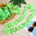 Hoteam 24 Counts Green Hawaiian Leis Necklace Tropical Flower Lei Floral Luau Party Decorations Hawaiian Flower Luau Necklaces Hula Dance Garland Headbands for Beach Birthday Wedding Party Favor
