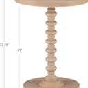 Powell Tarkin Round Natural Wood Turned Spindle Pedestal Side Accent Table, Standard