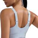 RUNNING GIRL Adjustable Straps High Impact Sports Bra for Women,High Support Workout Sports Bras with Sewn in Pads (Medium, A-icy Grey)