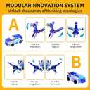 2 x Collision Transforming Dinosaur Car Toy, 2 in 1 Magnetic Cars Transform into Dinosaur Toys for Boys,Girls,Kids,Toddler,Fun Transformation Dino Car Robot Toys Christmas Birthday Gift (Blue)