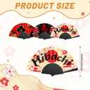 Threehoney 36 Pcs Japanese Hibachi Folding Fan Bulk Hibachi Birthday Party Decor Asian Chinese Folding Fan with Cherry Blossom Japanese Theme Fabric Handmade for Baby Shower Wedding Party Supplies