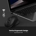 Ergonomic Wireless Mouse with USB Receiver for PC Computer, Laptop and Desktop, Ergo Mouse Vertical with Silent Clicks Long Battery Life, Up to 1600 DPI & 1 AA Battery Powered, Black