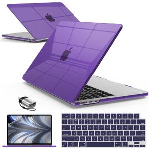 IBENZER Compatible with MacBook air 13 inch Case 2026 2025 2024 2023 2022 M4 A3240 M3 A3113 M2 A2681, HardShellCase w/KeyboardCover ScreenFilm Type-C for Mac air 13.6", Crystal Purple, KK-CYPU+2TC