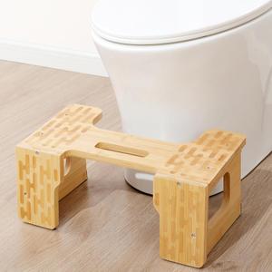 Bamboo Toilet Stool Reversible, 7 inches 9 inches Height Adjustment, Suitable for Adults and Children Toilet Squat Stool, from Sitting to Squatting Position, Effective Relief of Constipation.