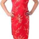 Girl's Red Chinese Dress with Golden Wintersweet Blossom