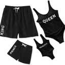 IFFEI Family Matching Mommy and Me Swimsuits One Piece Swimwear Modest Bathing Suits Beachwear for Beach Pool Vacation (Black, L)